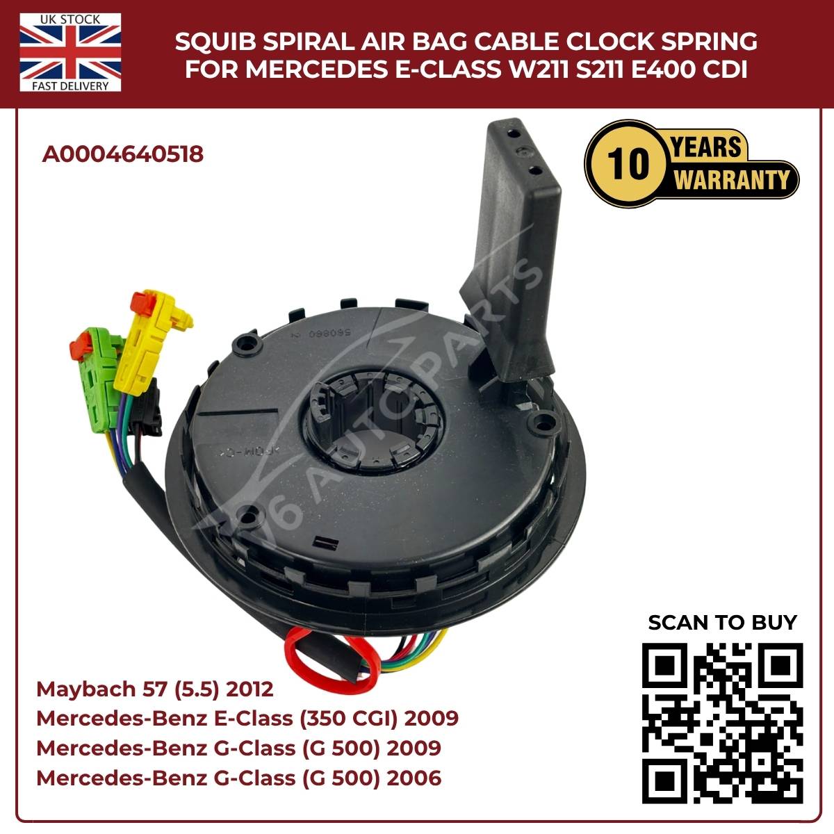 Airbag Clock Spring Spiral Cable A0004640518 for Mercedes-Benz E-Class, G-Class & Maybach