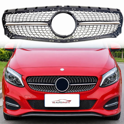 For Mercedes‑Benz B‑Class W246 B250 Front Radiator Diamond AMG‑Style Black Grille (2011–2014)