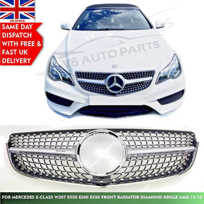For Mercedes‑Benz E‑Class W207 (2013‑2016) Front Radiator Diamond AMG Style Grille – Fits E300, E350, E550 Coupe & Convertible