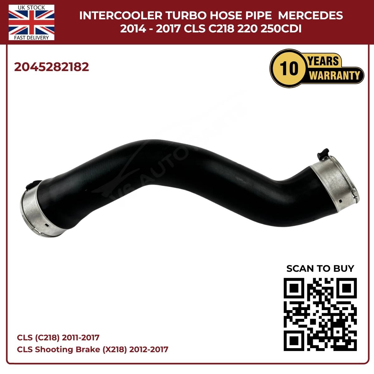 Image of A2045282182 turbo boost hose for Mercedes-Benz CLS 220 BlueTEC diesel