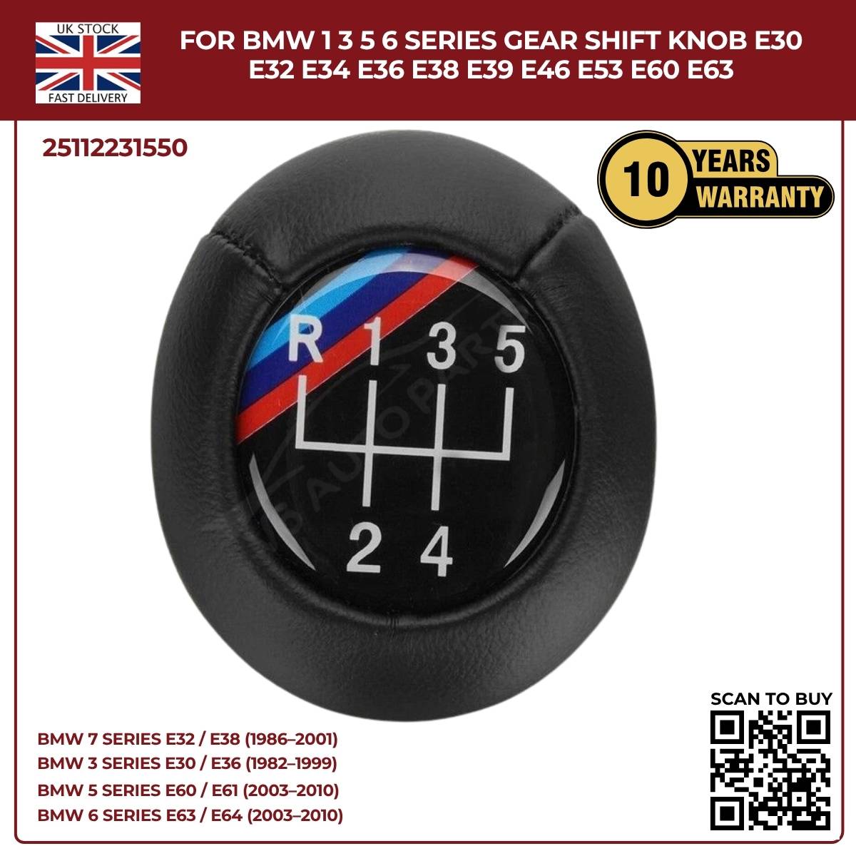 Black 5 Speed Gear Shift Knob – BMW 1 3 5 6 Series E30‑E39