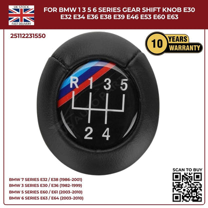 Black 5 Speed Gear Shift Knob – BMW 1 3 5 6 Series E30‑E39