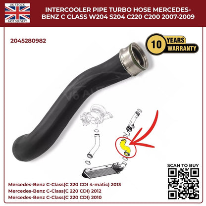 image of C Class C220 C200 intercooler pipe 2007 to 2009 2045280982