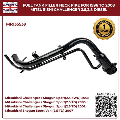 Fuel Tank Filler Neck Pipe for Mitsubishi Challenger 1996–2008 2.5 / 2.8 Diesel