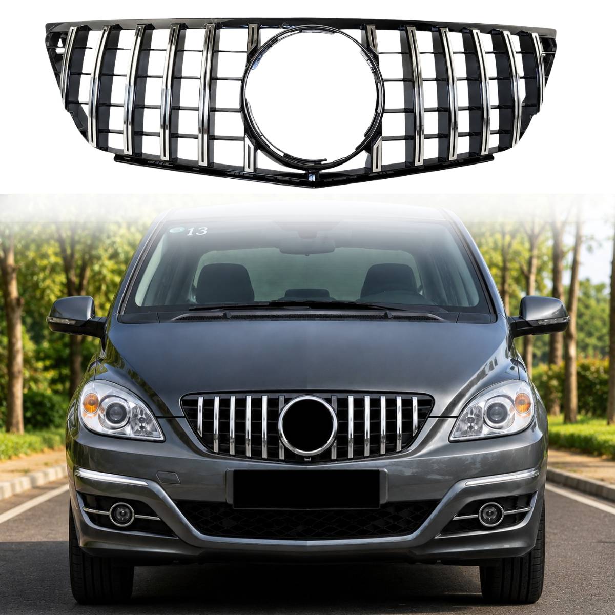 Mercedes-Benz B-Class W245 Front Bumper Panamericana GT Grille Chrome Slats (B170/B180, 2008–2011)