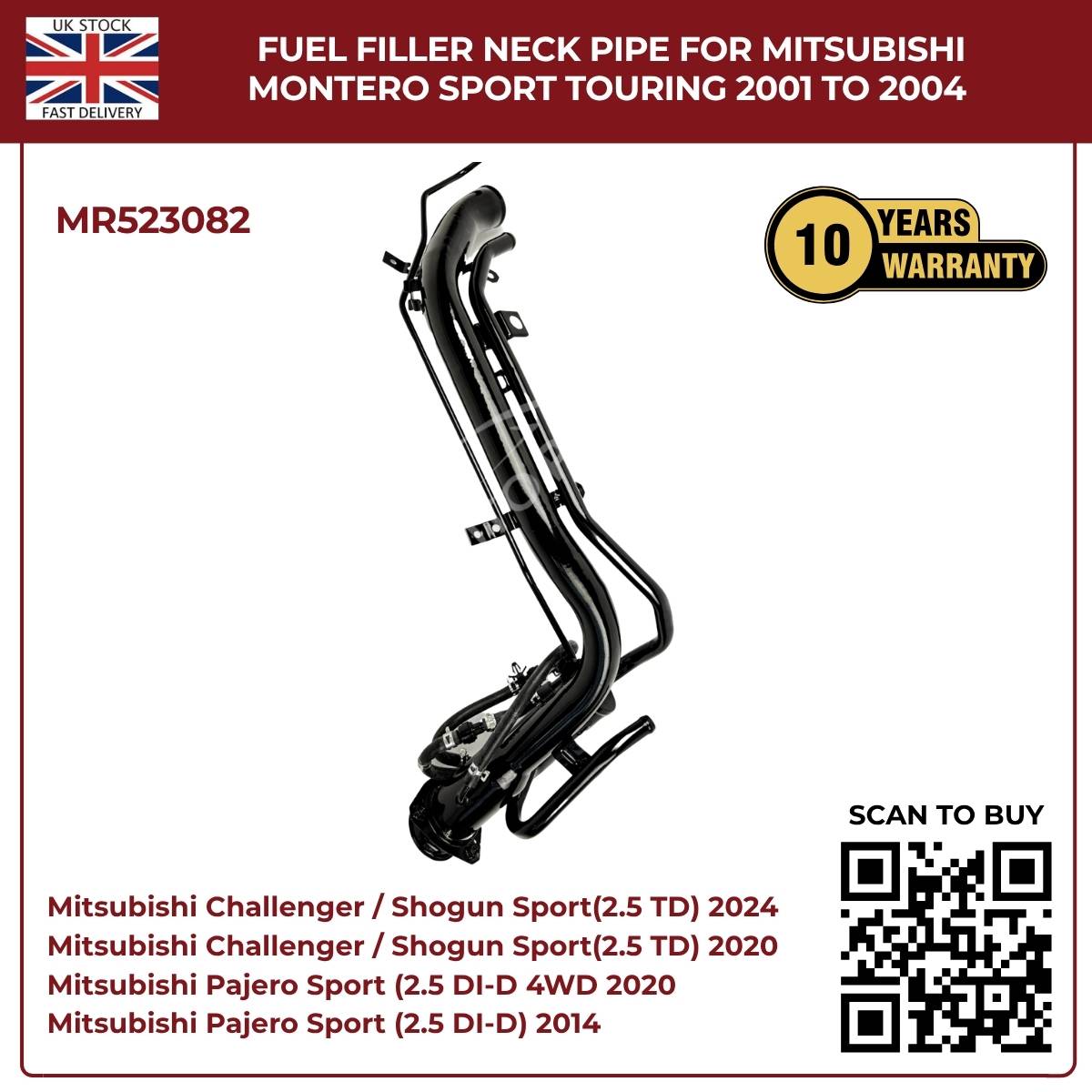 Fuel Filler Neck Pipe for Mitsubishi Montero Sport 2001–2004 | MR523082 Petrol Filler Tube