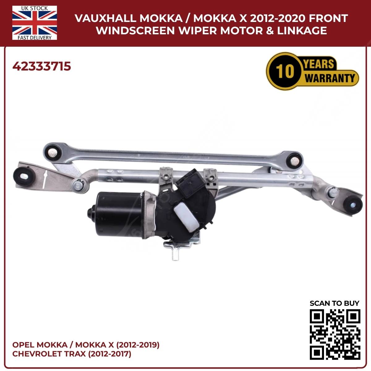 Front Windscreen Wiper Linkage & Motor For Opel Mokka / Mokka X 2013 - 2019 RHD