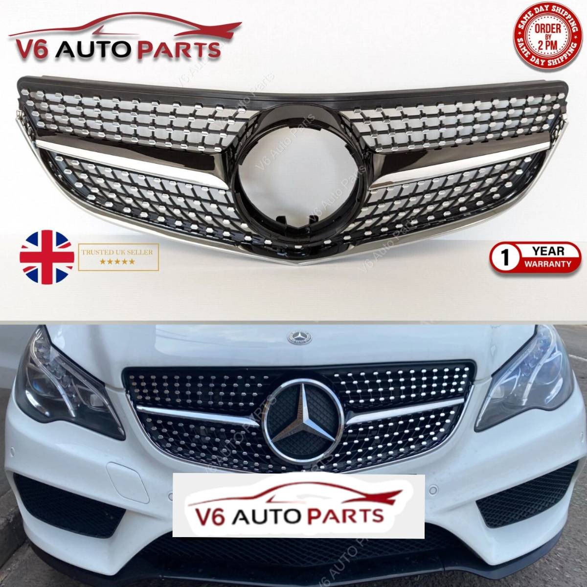 Mercedes E-Class W207 AMG Diamond Front Bumper Grille – Fits E200, E220 Coupe (2013–2016)