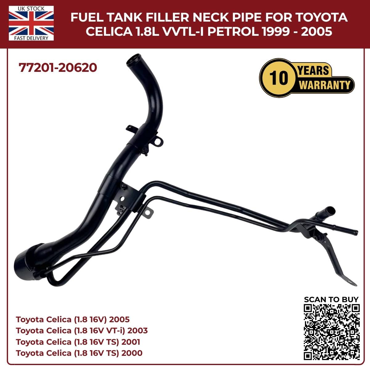 Image of 77201-20620 fuel filler pipe for Toyota Celica 1.8L VVTL-i petrol