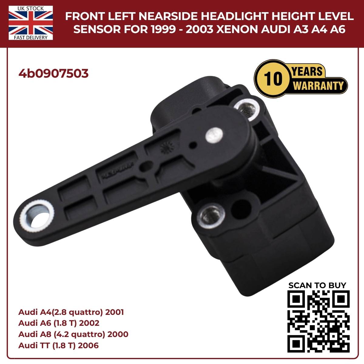 Headlight Level Range Sensor – Front Left (Nearside) – Fits 1999–2003 Audi A3 Xenon Models