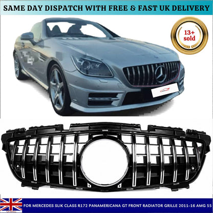 For Mercedes SLK-Class R172 GT-R Chrome Front Radiator Grille (2011–2016 SLK250, SLK55 AMG, SLK300 Pre-Facelift)
