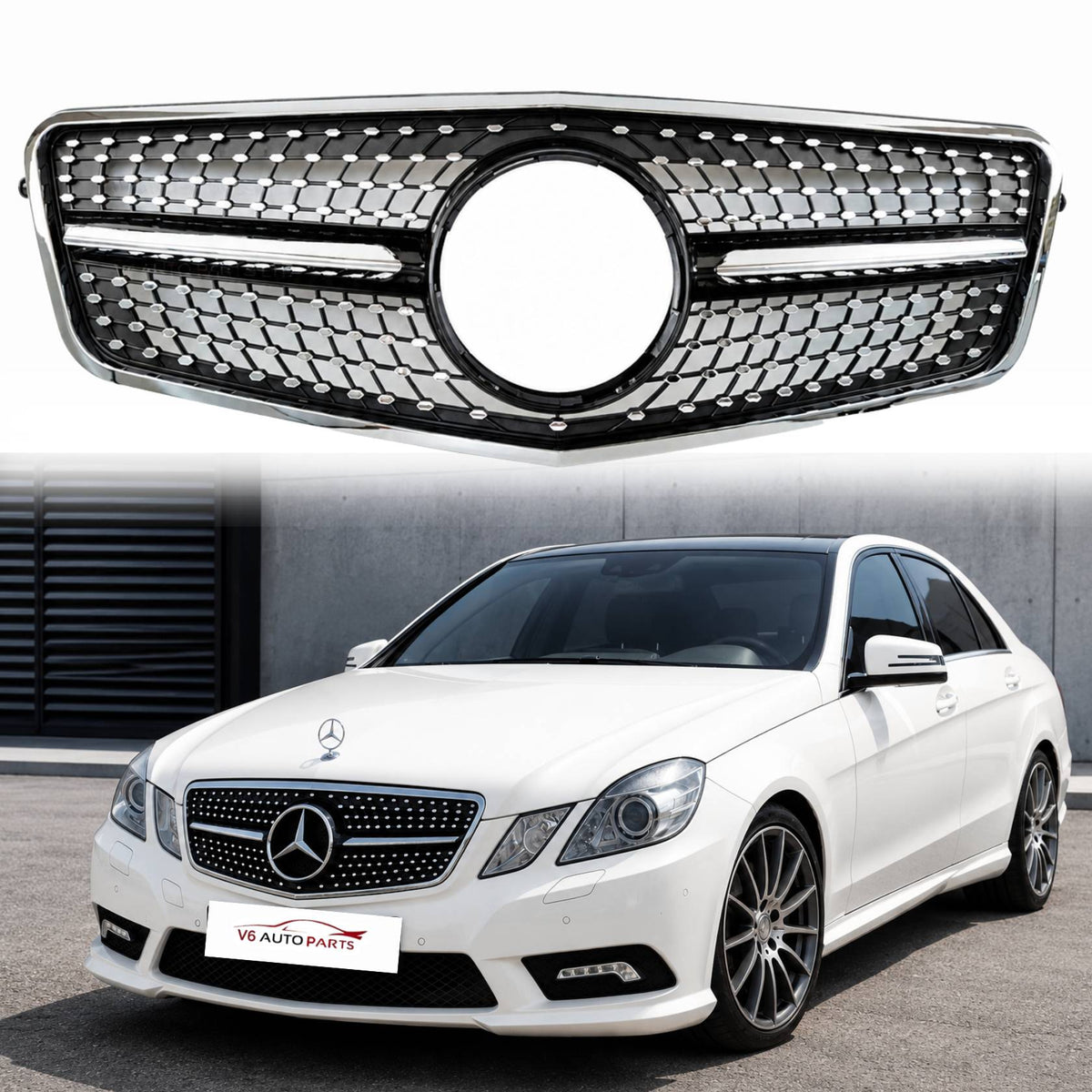 Mercedes-Benz E-Class S212 (2009–2013) Front Bumper Diamond Grille – E63 AMG Style – Fits E200 to E400