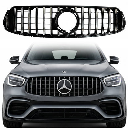 Front Bumper Chrome Slats GT Sport Grille | Fits 2019–2023 Mercedes-Benz GLC-Class W253/C253 Coupe GLC300 & GLC43 (Facelift)