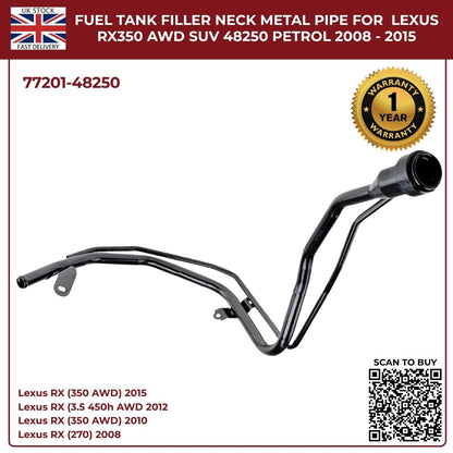 Fuel Tank Filler Neck Pipe For Lexus RX350 / RX270 (2008–2015, AWD & FWD, Petrol) | OE Ref 77201‑48250