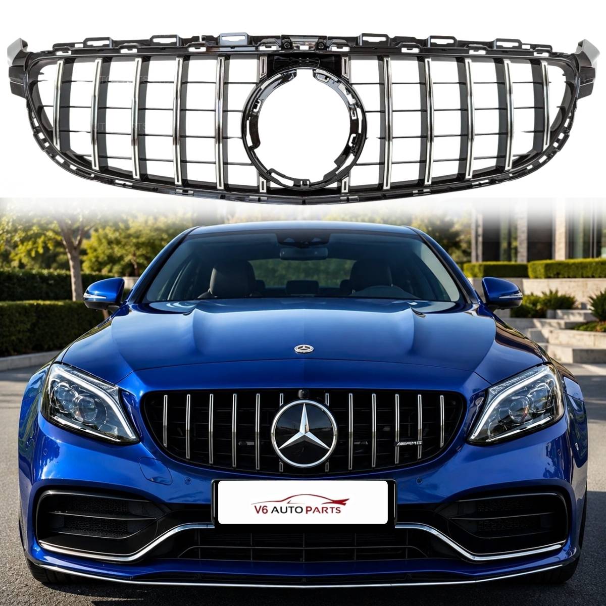 Frontstoßstangengrill für Mercedes C-Klasse C205 200 C63 300 AMG GT 2018 bis 2020 