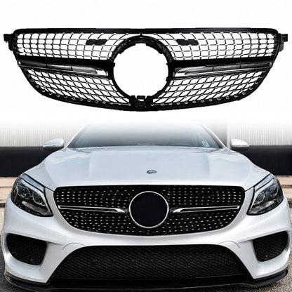 Front Radiator AMG Diamond Style Black on Chrome Fin Grille – Fits Mercedes-Benz GLE-Class W292/C292 (2015–2018)