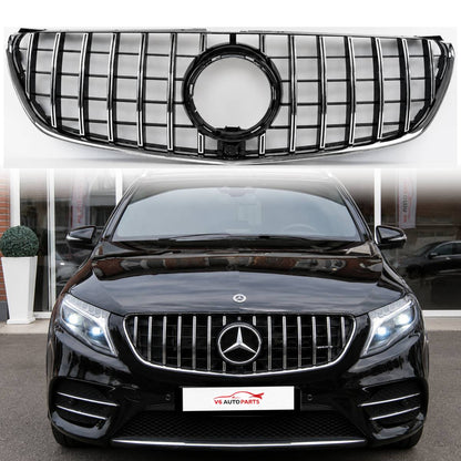 For Mercedes V-Class V250/V260 GT Grille – Black Slats Chrome Panamericana (2015–2023)