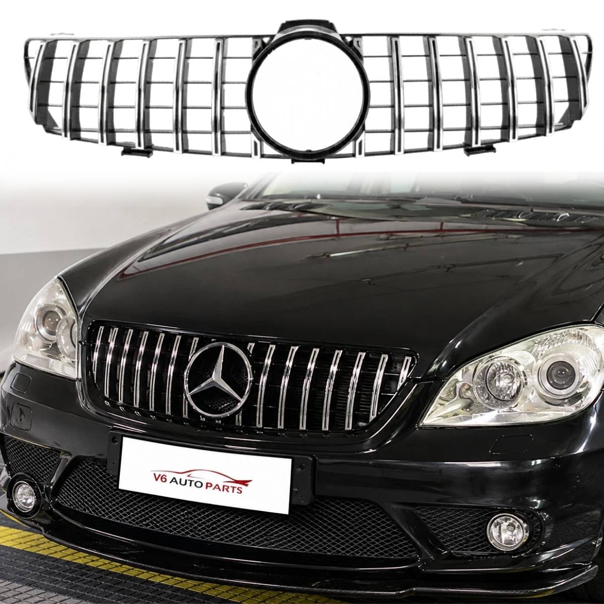 Front Bumper GT Panamericana Chrome Grille for Mercedes-Benz CLS-Class C219 (2005–2008) CLS300d | OEM-Style Fit