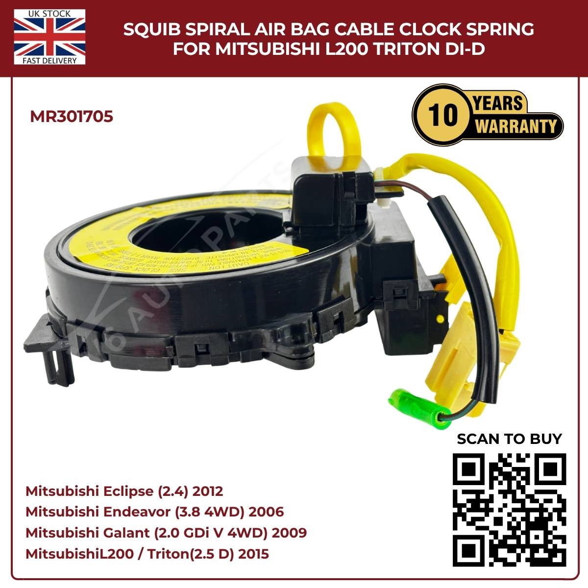 Squib Spiral Airbag Cable Clock Spring For Mitsubishi L200 Triton DI‑D (2008–2014)