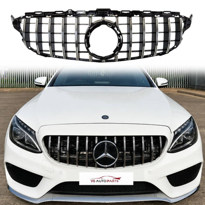 Front Radiator Panamericana Chrome Grille – Mercedes C‑Class A205 C300 C180d C43 GTR (2018–2020)