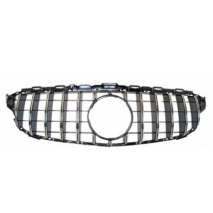 Mercedes-Benz C-Class C205 GT Panamericana Front Radiator Grille (2015–2018, Chrome, No Camera Hole)