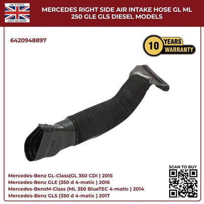 Mercedes Right Side Air Intake Hose - GL, ML, GLE, GLS Diesel Models 6420948897