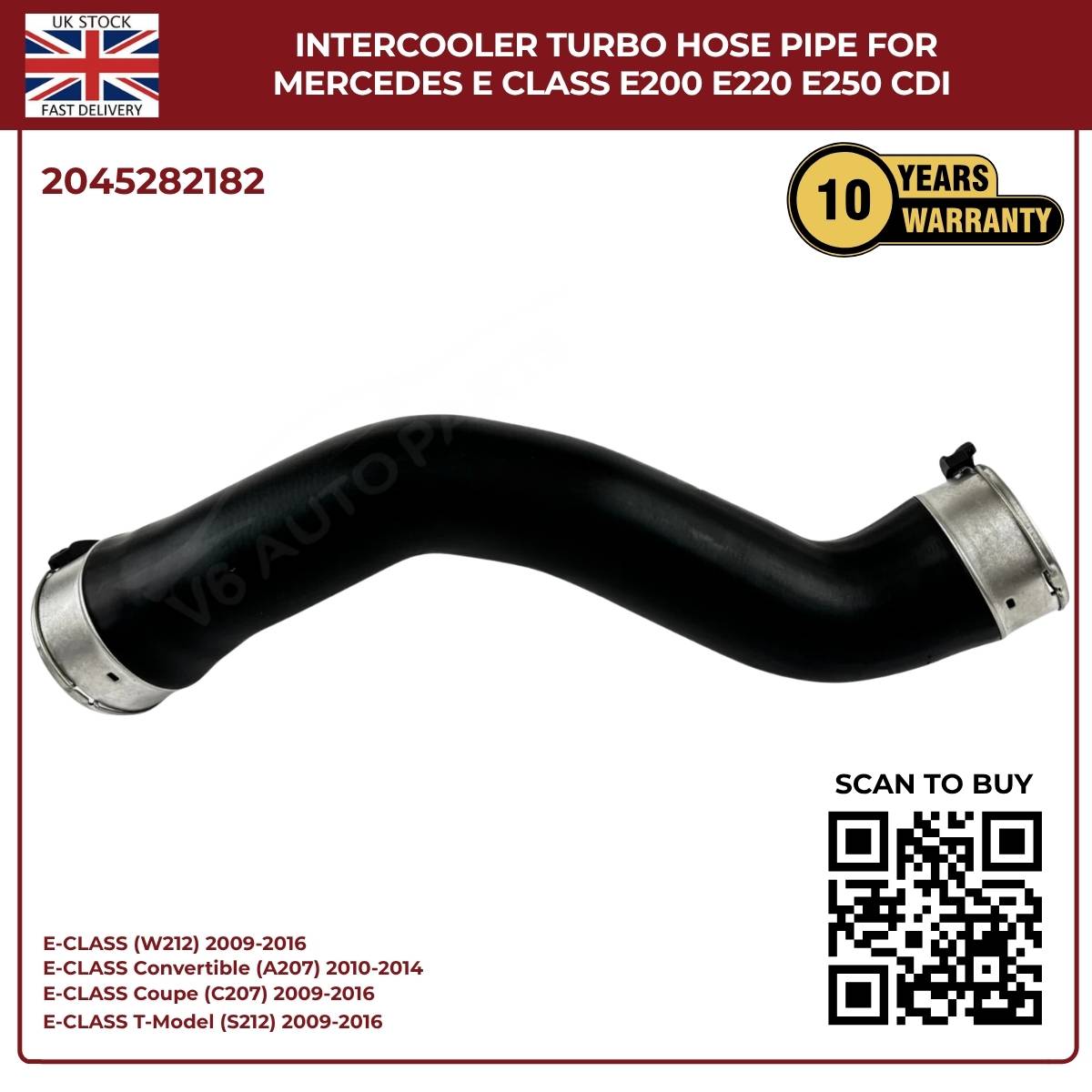 Mercedes-Benz Intercooler Turbo Hose Pipe – Fits E-Class E200, E220, E250 CDI (OE 2045282182)