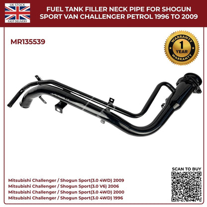 Fuel Tank Filler Neck Pipe MR135539 for Mitsubishi Shogun Sport & Challenger Petrol 1996–2009