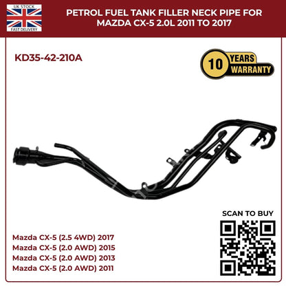 Fuel Tank Filler Neck Pipe for Mazda CX‑5 2011–2017 2.0L/2.5L | KD35‑42‑210A Replacement