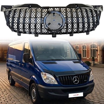 Front Radiator Black GT Grille – Mercedes Sprinter W906 MK2 2008–2013 Pre‑Facelift