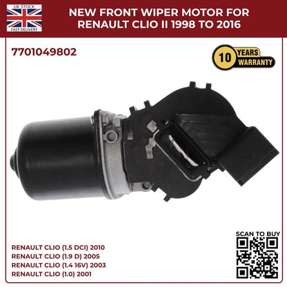 Front Wiper Motor Assembly for Renault Clio II (1998–2016) & Thalia I (1998–2009) FWD – OEM 7701049802