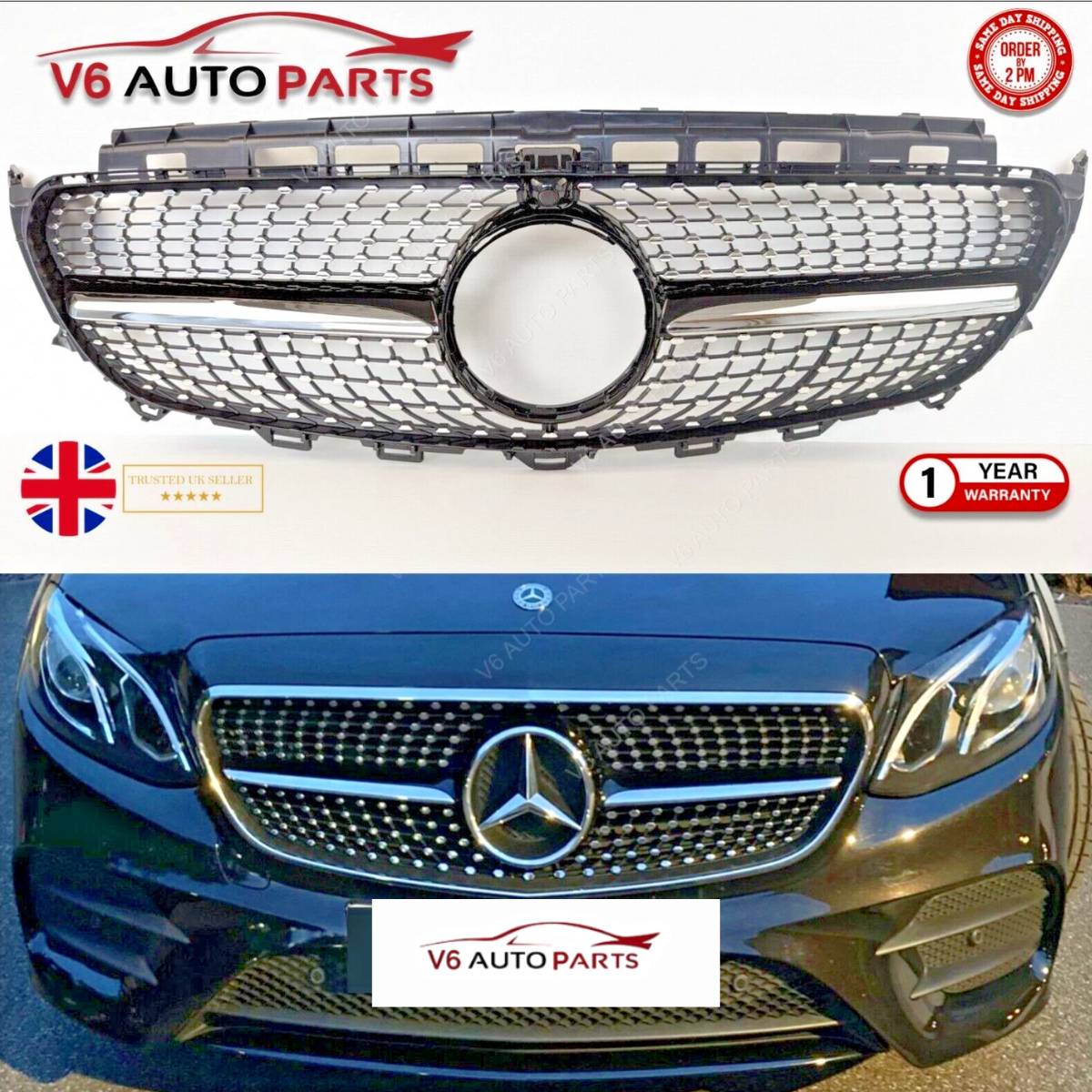 Frontstoßstangengrill für 2016–2020 Mercedes Benz E-Klasse W213 C238 E220 43 Diamond 