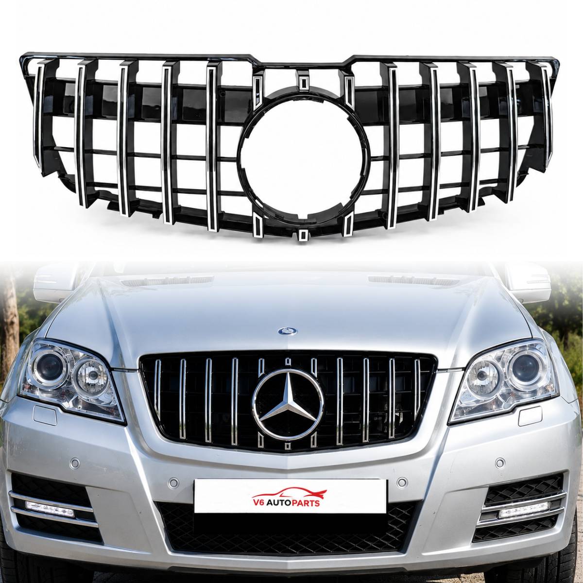 For Mercedes GLK-Class X204 Chrome Panamericana AMG GT-R Front Bumper Grille (2008–2012)