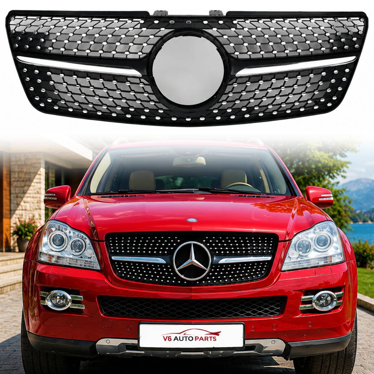 Front Bumper Diamond Black Grille – Fits Mercedes-Benz M-Class W164 (2009–2012 ML320)