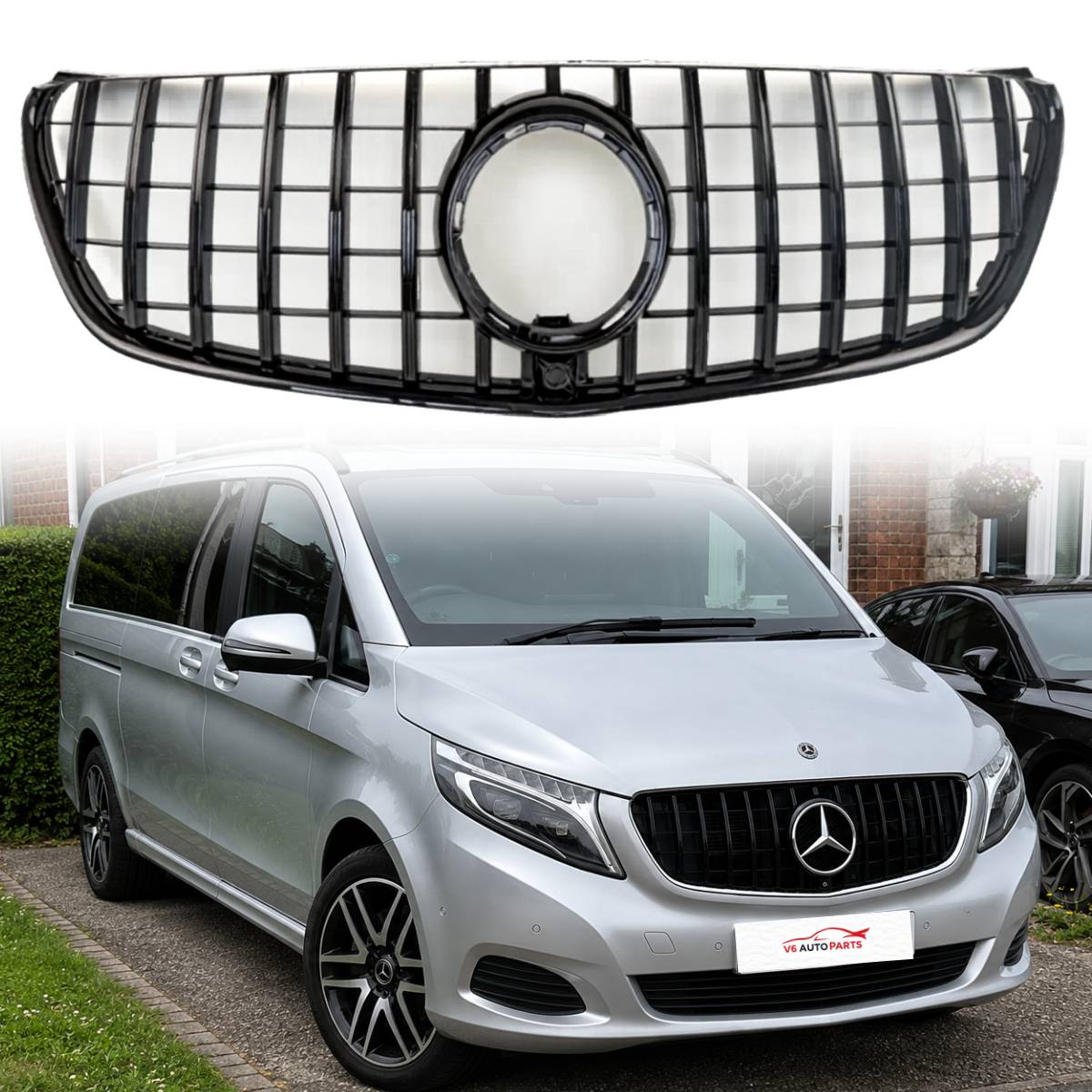 For Mercedes V-Class W447 GT Black Front Grille (2015–2023, V250/V260 MPV)For For