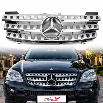 Front Bumper Chrome Grille – Mercedes M-Class W164 (2005–2008) ML500 ML550