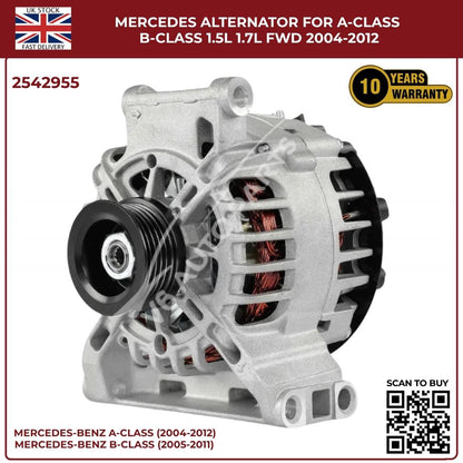 Mercedes Alternator SG9B121 / 2542955 — A-Class W169 & B-Class W245 1.5L / 1.7L Petrol FWD (2004–2012)