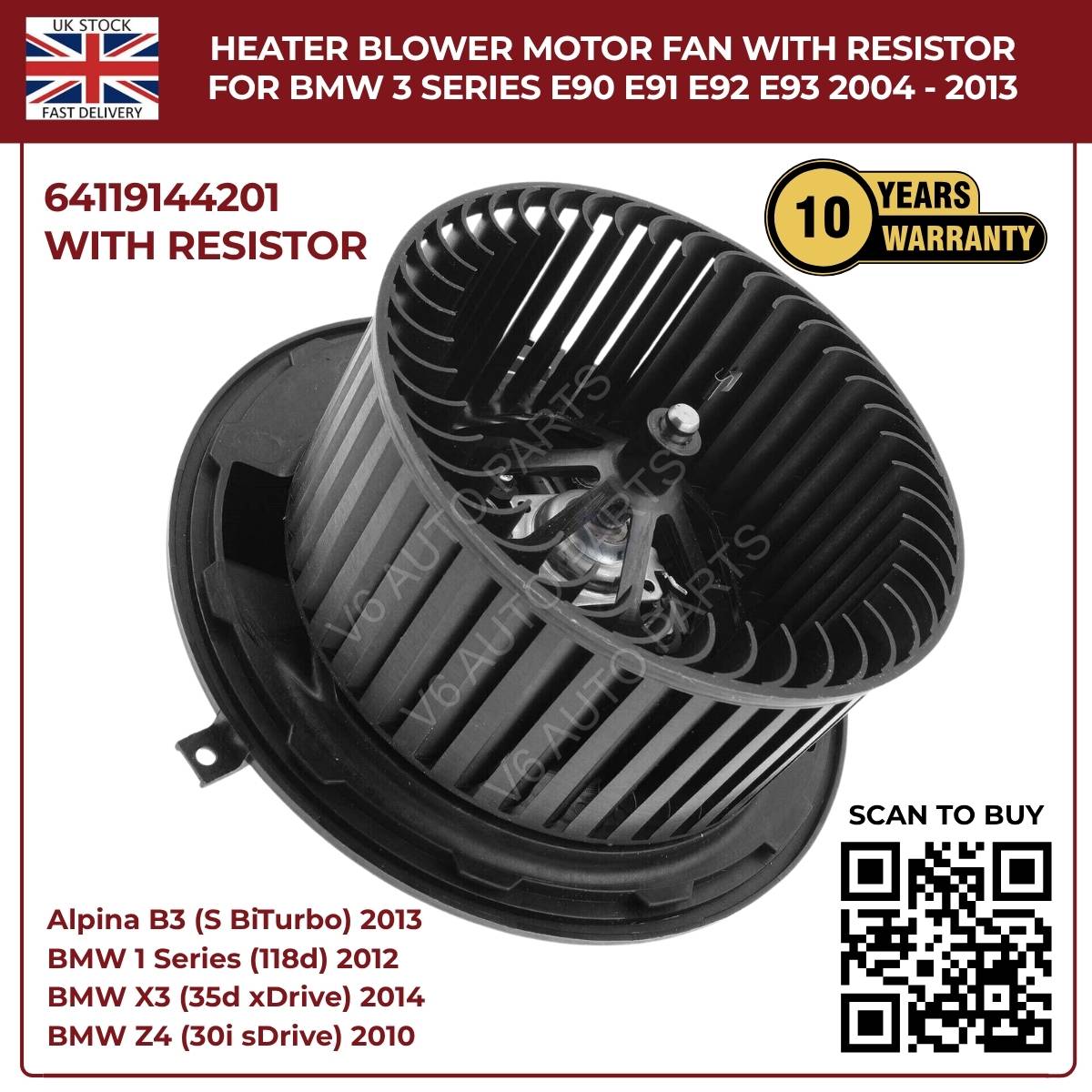 image of BMW E90 E91 E92 E93 Blower Motor Fan Kit 64119144201
