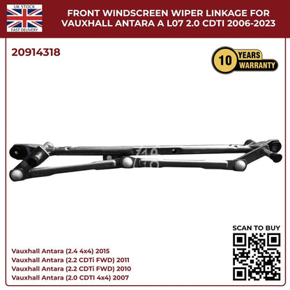 Front Windscreen Wiper Linkage Assembly – Fits Vauxhall Opel Antara 2007‑Onwards (Diesel & Petrol) | OE Ref 20914318
