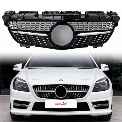 For Mercedes-Benz SLK R172 Front Bumper Grille – AMG Diamond Style Black (2011–2016, SLK200/SLK55 AMG Pre-Facelift)