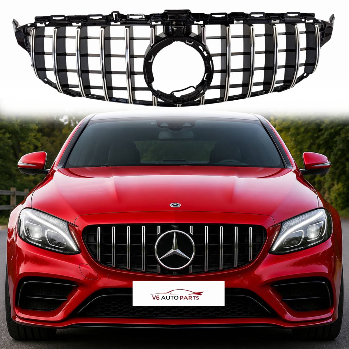 Mercedes‑Benz C‑Class C205 C300 GT Front Bumper Grille (2018‑2020) | AMG C43 Panamericana Style