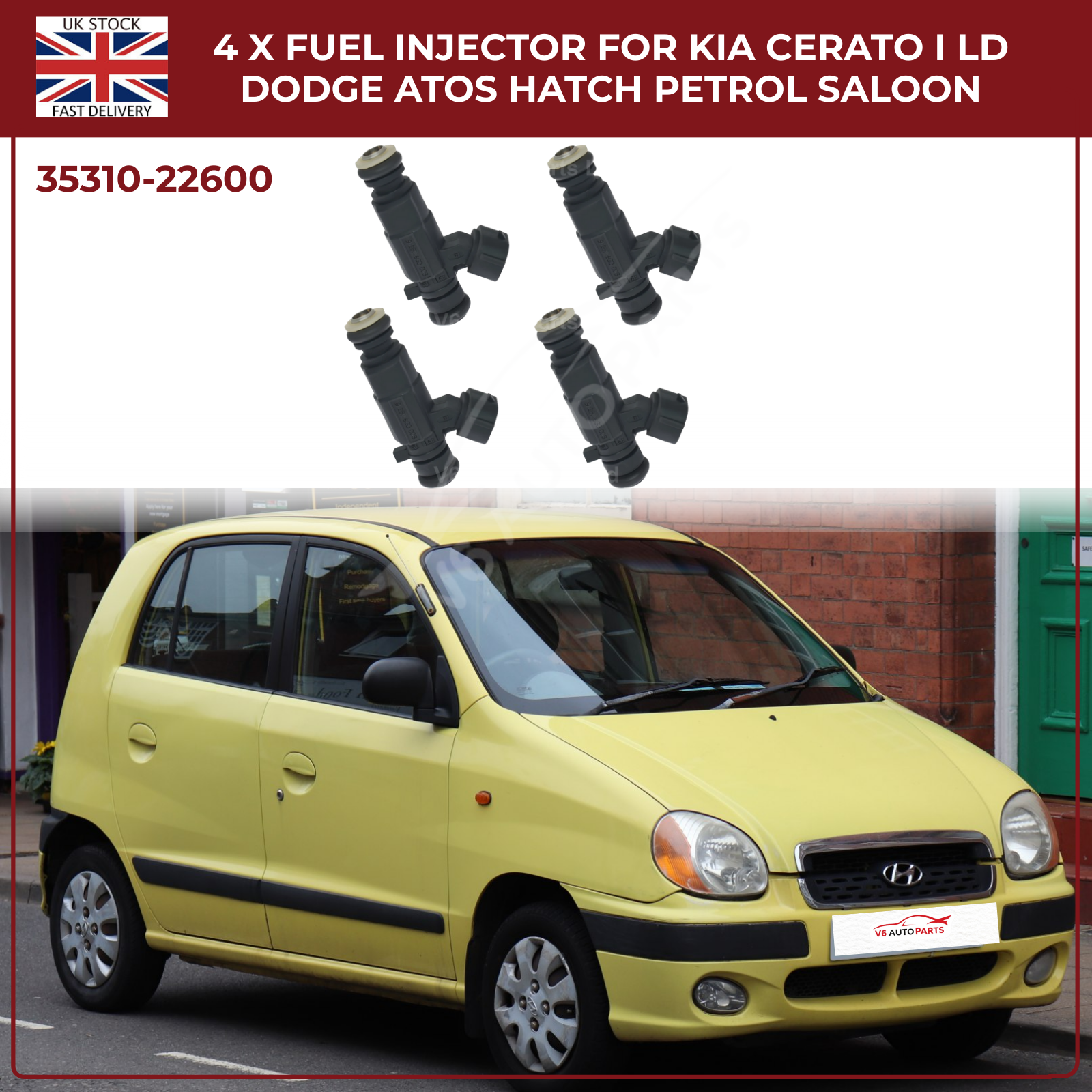 4x Fuel Injectors for Hyundai Getz TB (2002‑2009) & Hyundai Coupe GK 2.0 Petrol – 2‑Pin