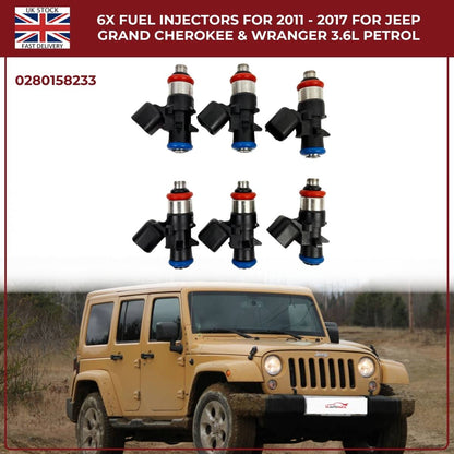 6× Fuel Injectors (0280158233) – Fits Chrysler 200, 300, Town & Country 3.6L V6 Pentastar (2011–2017)
