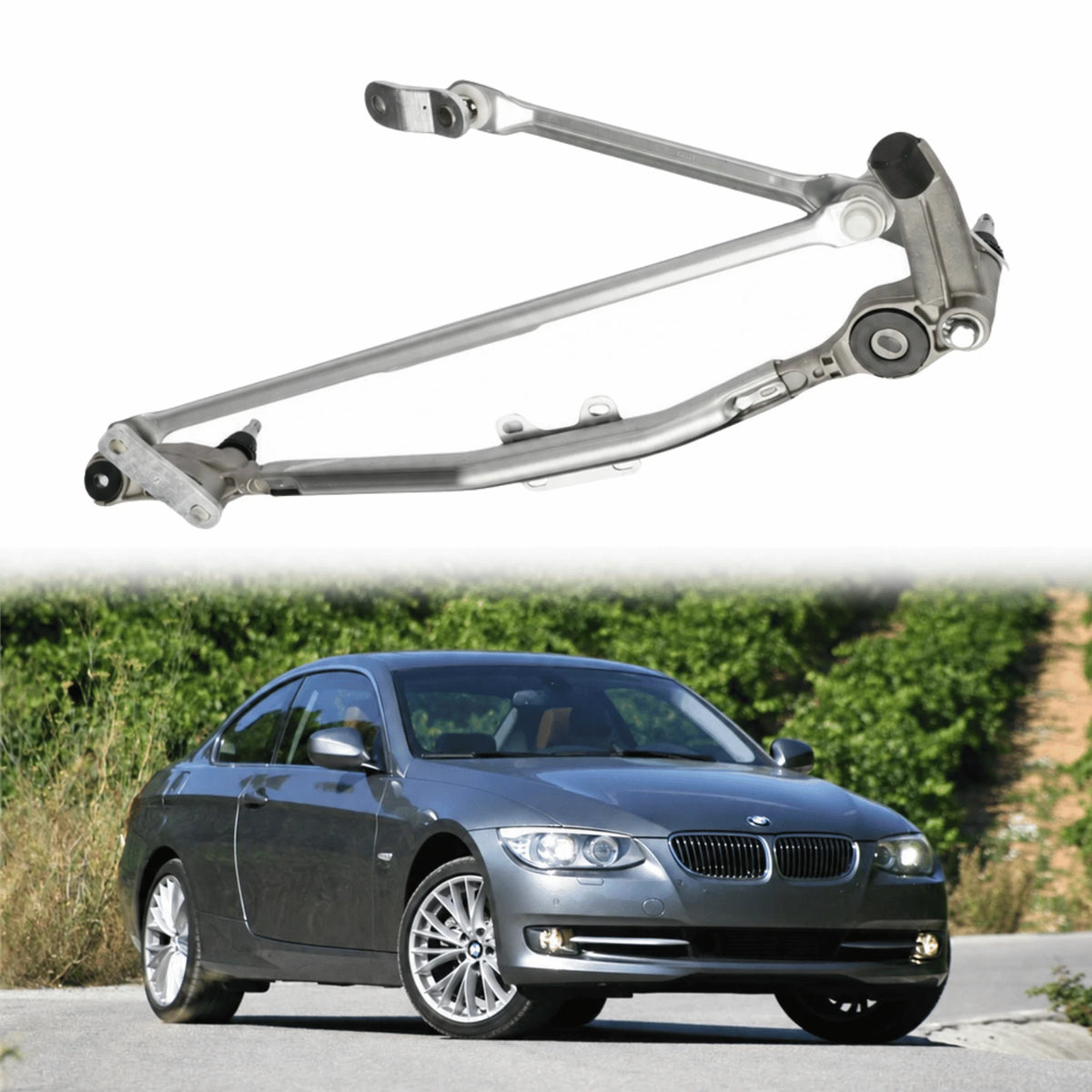 image of front windscreen wiper linkage replacement for BMW 3 Series E90 E91 E92 E93 OEM 61617161710