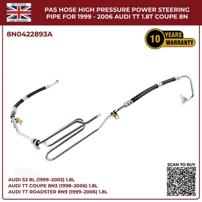 Power Steering Oil Cooling High‑Pressure Hose Pipes for Audi TT Quattro 1998–2006
