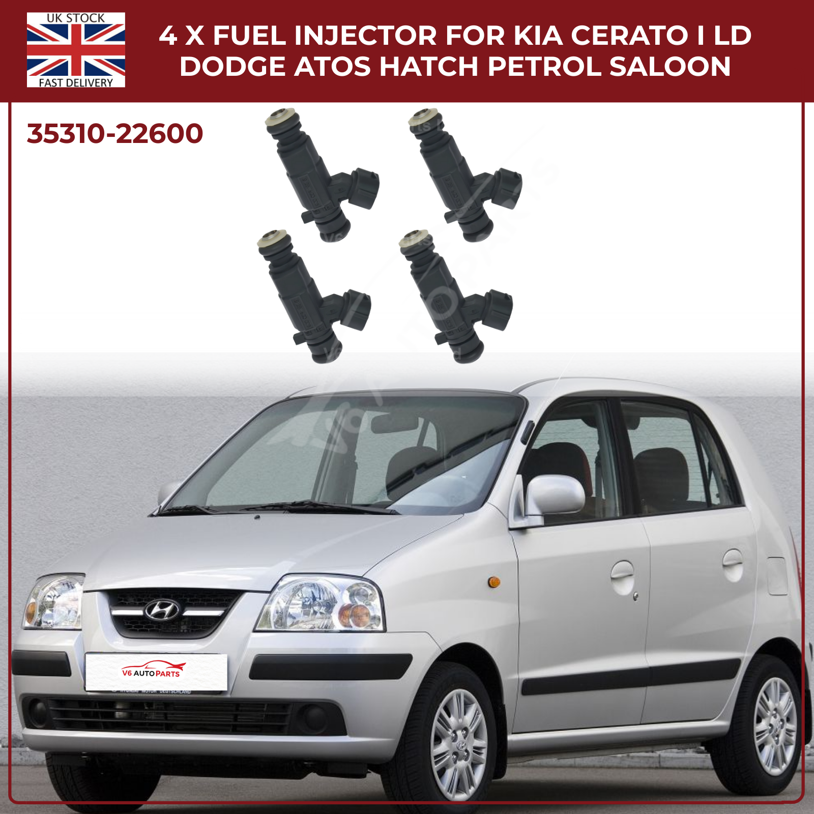 4x Fuel Injectors for Hyundai Getz TB (2002‑2009) & Hyundai Coupe GK 2.0 Petrol – 2‑Pin