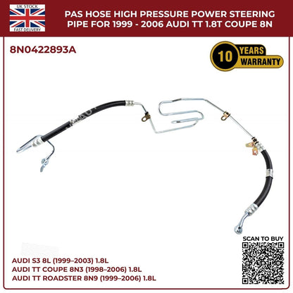 Power Steering Oil Cooling High‑Pressure Hose Pipes for Audi TT Quattro 1998–2006