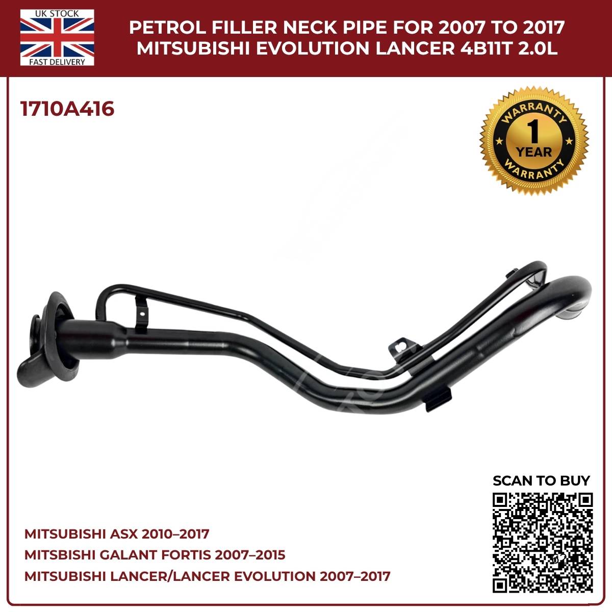 Fuel Filler Neck Pipe 1710A416 – Fits Mitsubishi ASX 2010–2017 (1.6, 1.8, 2.0 Petrol)