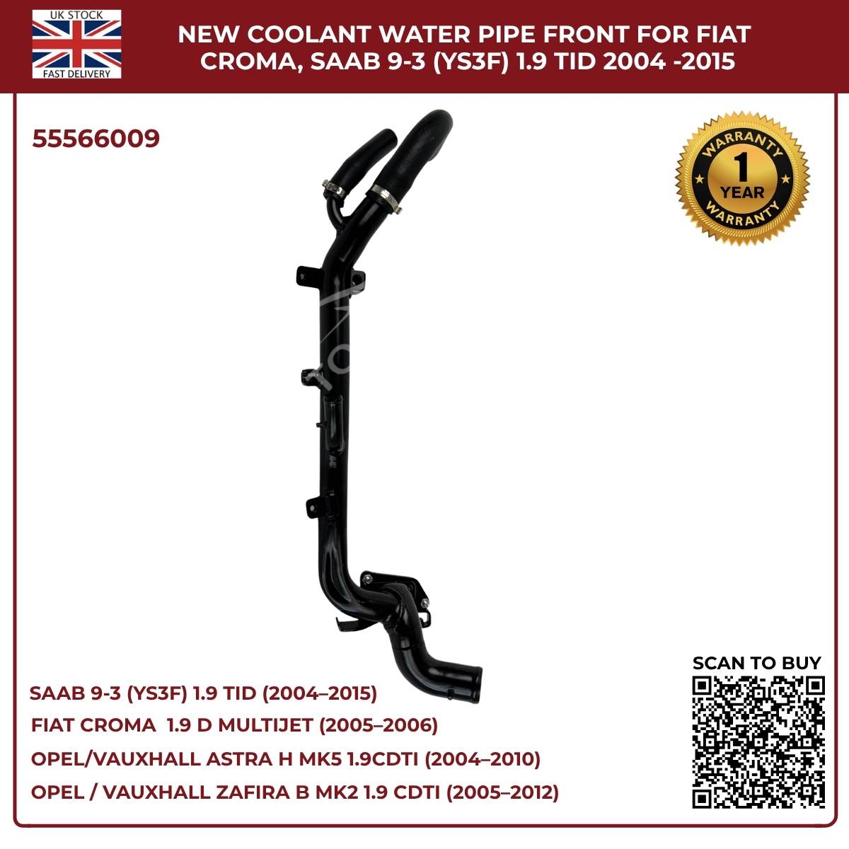 Coolant Water Pipe 55566009 – Fits Vauxhall Astra H & Zafira B 1.9 CDTi (Z19DTH / Z19DTJ) – New Replacement Part