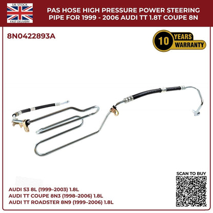 Power Steering Oil Cooling High‑Pressure Hose Pipes for Audi TT Quattro 1998–2006
